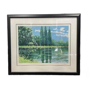 Aldo Luongo "Three Cypress" Hand Signed Framed Fine Art